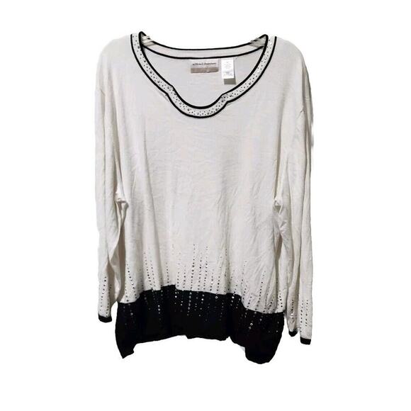 Alfred Dunner 3x Sweater Black And White With Rhinestones - Picture 1 of 6
